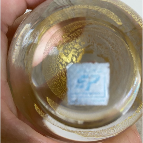 SP San Pacific Paper Weight: Round Clear with Gold Swirls on interior - Picture 6 of 11